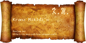 Kranz Miklós névjegykártya
